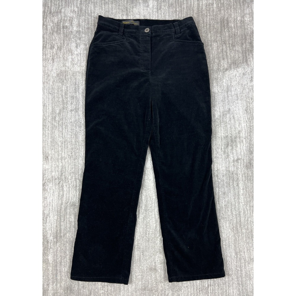 Michèle Magic Velvet Pants Womens 10 Black Straight Leg Shaping Tummy‎ Control